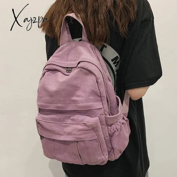Xajzpa - Vintage Casual Backpack Women Travel Bag Fashion High Capacity Solid Color Women’s